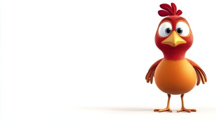  a cartoon chicken with a red beak and a yellow beak standing on a white background It is an animated image with a resolution of 1920x1080