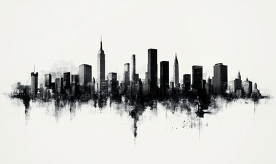 Obraz premium A city skyline is shown in white and black