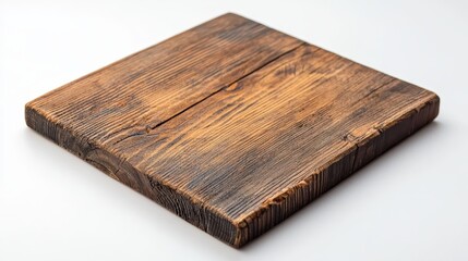 a wooden cutting board on a white background The board is made of reclaimed wood, giving it a rustic and natural look The white background provides a stark contra