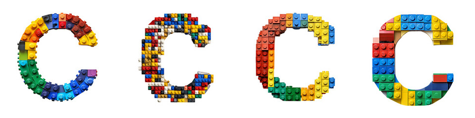 Obraz premium Alphabet C, made with colorful building blocks, Logo design, letter, isolated on a transparent background