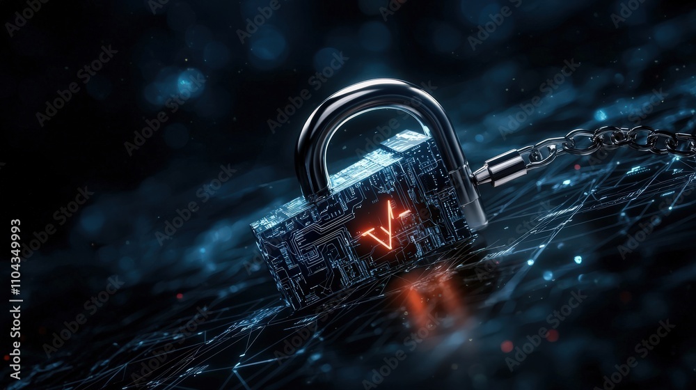 Fototapete Global strategies for cybersecurity addressing digital threats in tech environments and graphic design