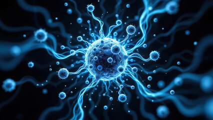 A high-resolution, colorized SEM image showcasing the molecular structure of semaglutide, a GLP-1 receptor agonist.