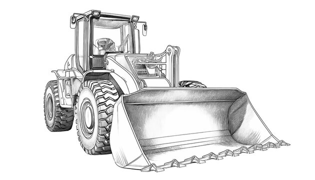 recommend clip art: Outlines of the bulldozer isolated on a white background