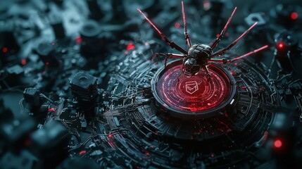 Cybersecurity awareness campaign digital realm visual art tech environment close-up view innovative concept