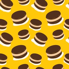 Dorayaki seamless pattern on background.