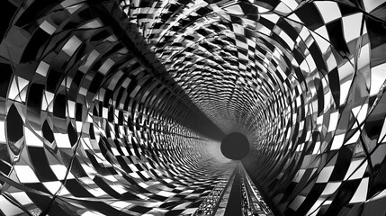 Kaleidoscopic tunnels, tunnels formed from mirrored surfaces that create kaleidoscopic patterns,...