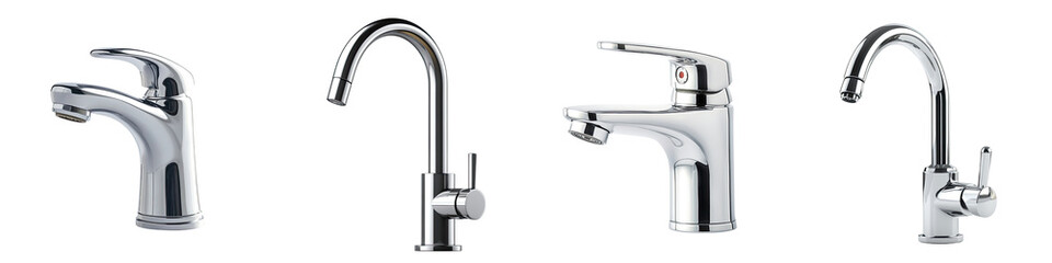Water Faucet – Fixture Controlling the Flow of Water from a Sink Isolated on Clear White Background Highly Detailed
