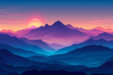 Fototapeta premium Sunrise Silhouette: Majestic Mountain Range