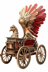 Fototapeta premium Ornate chariot pulled by winged creature.