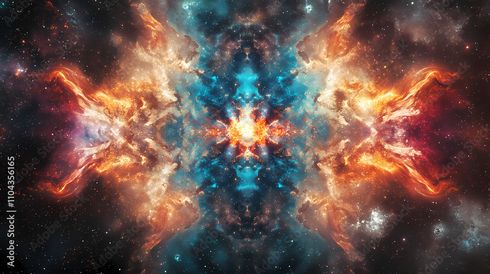 Wall mural stunning visual representation of a cosmic explosion showcasing a vibrant kaleidoscopic display of c
