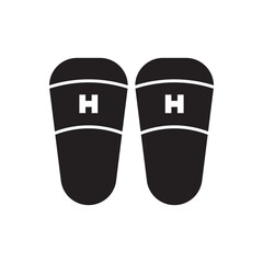 pair of flip flops, hotel sandals silhouette flat icon vector design illustration, summer icon theme. 
