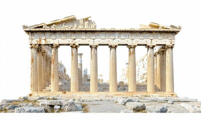 Obraz premium Ancient stone temple, columns, weathered, ruins.