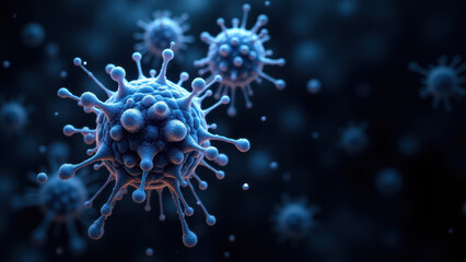 A microscopic image showing a cluster of viruses or bacteria with spikes, resembling semaglutide structures.