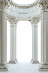 Classical columns frame bright, open space.