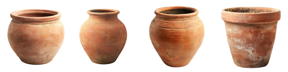 Terracotta Pot &ndash; Clay Pot Used for Planting, Known for Its Breathability and Drainage Isolated on Clear White Background Highly Detailed 
