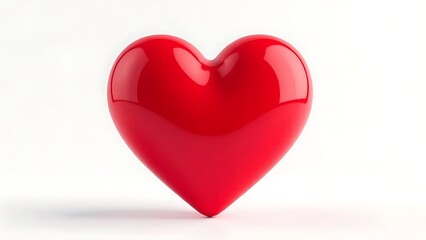 red heart isolated on white. Volumetric 3D red heart, white background 