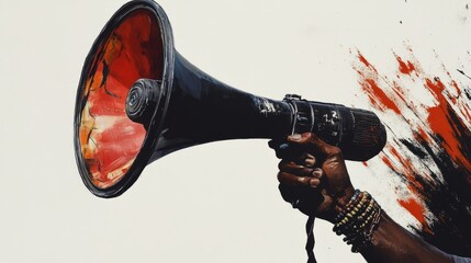 Naklejka premium person holding megaphone isolated on white
