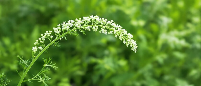 Botanical composition featuring a white dill peduncle on a lush green backdrop, backdrop, green, composition, peduncle
