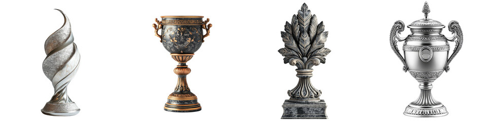 Success Trophy – Representation of Achievements and Milestones Isolated on Clear White Background Highly Detailed