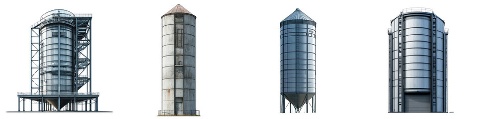Silo &ndash; Tall Structure for Storing Grain and Silage on Farms Isolated on Clear White Background Highly Detailed