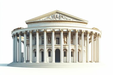 Obraz premium Circular classical building, many columns, stone steps.