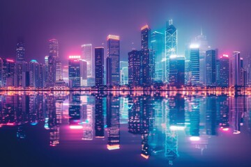 Neon Hues Over the City's Edge