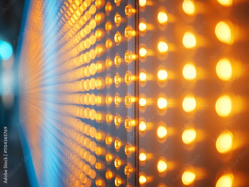 Aufkleber A captivating close-up showcases a blend of glowing gold and blue lights arranged in a dynamic pattern, offering ample copy space on the left for text or design elements