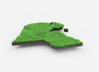 Fototapeta premium Kuwait Map Soil Land Geology Cross Section Green Grass And Rock Ground Texture 3d Illustration