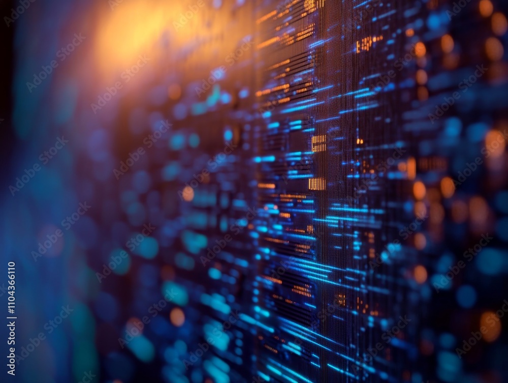 Fototapete The composition showcases complex patterns of blue and green digital data structures, reflecting innovative network communications and advanced computing technologies
