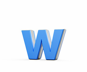 Blue Small Letter w Alphabet w Gleams With Its Sleek Modern Design With Sharp Edges 3D Illustration