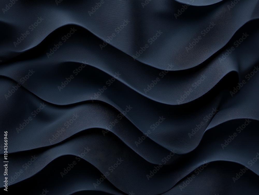 Leinwandbilder This abstract composition showcases a close-up of a textured black wavy pattern, conveying depth and movement. The design allows for copy space on the right side, ideal for various applications