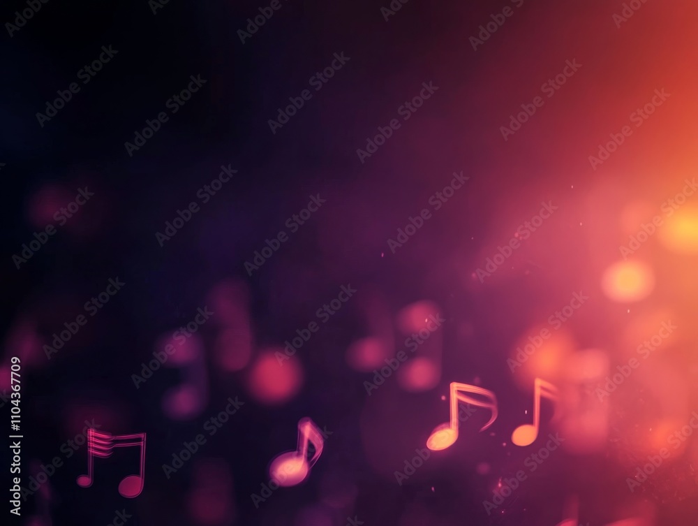 Aufkleber a captivating arrangement of musical notes and clefs dances against a dark backdrop, suggesting a vi