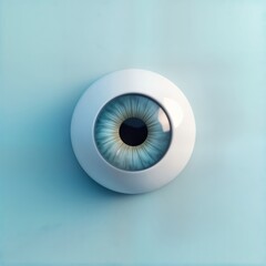 Detailed 3D illustration of human eye. Realistic portrayal of eye structure. White eyeball with vibrant blue iris. Close-up view of eye anatomy. Stylized representation of human vision organ. Medical