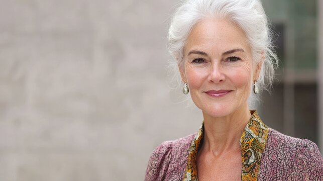 Embracing Modern Aging: Confident Older Woman Radiates Timeless Grace in Urban Setting