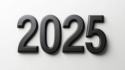 Black 2025 background isolated on white