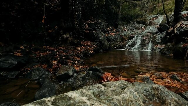 Waterfall Chantara cyprus mountains troodos evening time 
