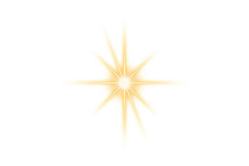 Sparkle star light . Glowing gold light. Abstract sunlight special effect easy to add to your design
. Golden star on white background