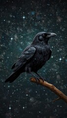 Fototapeta premium Cartoon illustration of the Raven constellation.