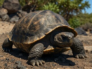 Obraz premium Cartoon image of a Geochelone nigra (Galápagos tortoise).