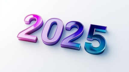 Purple colorful 2025 template isolated on white