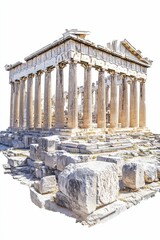 Naklejka premium Ancient stone temple ruins, columns, weathered.