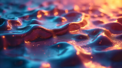 Dynamic Abstract Artwork of Liquid Rainbow Metal