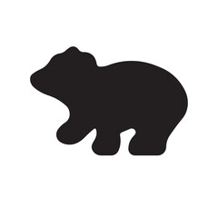 Little bear silhouette icon design illustration, cute wildlife silhouette flat icon vector design illustration. 