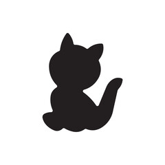 Kitten silhouette symbol, cat silhouette flat icon vector design illustration. 