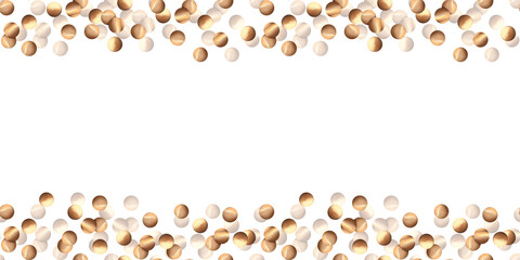 Confetti gold. Watercolor illustration. Horizontal banner made of shiny glitter. New Year template. Festive Christmas black and gold background. Frame for invitations, cards, fleurs, posters