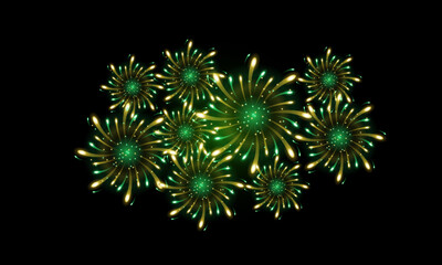 realistic golden green fireworks, yellow green fireworks for celebration background decoration, sixth option