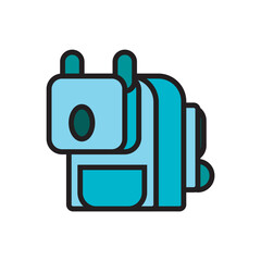 Sharpener flat icon vector design illustration, school pack equipment flat icon design, school toolkit equipment vector design. 