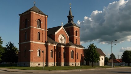 Obraz premium Catholic church in Puck, Poland.