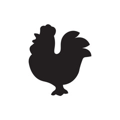 Rooster silhouette symbol flat icon, chicken rooster silhouette sign illustration. 