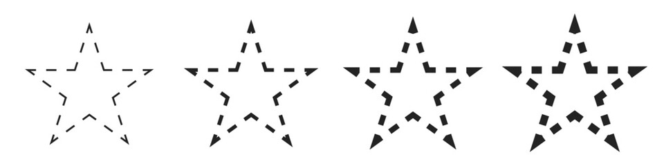 Stars outlined dotted geometric border shape illustration isolated for Christmas. Vector icons in flat style